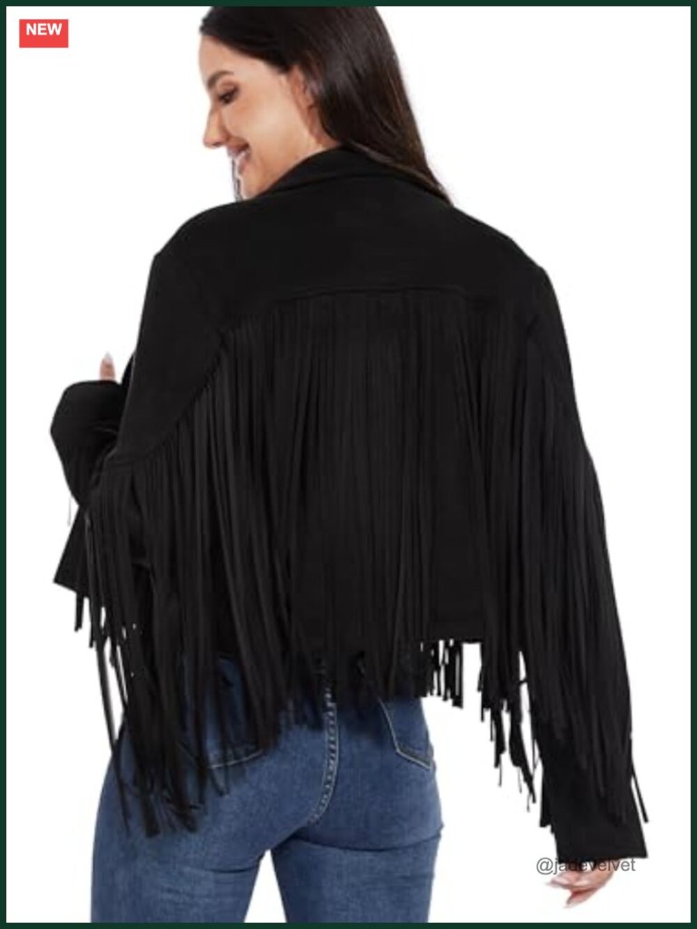 Faux Suede Fringe Jacket Long Sleeve Relaxed Fit Cowgirl Western Style